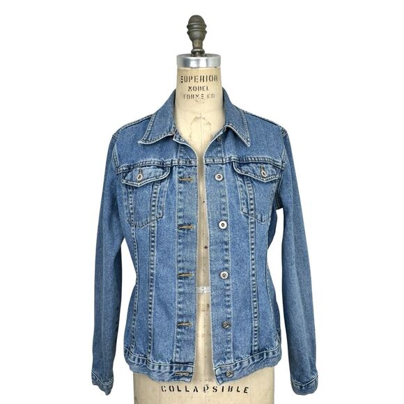Sundance Womens Jean Jacket Medium Blue Denim Classic Minimal Western Trucker - Picture 2 of 15